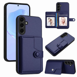 For Samsung Galaxy S24+ 5G Button Card Bag RFID Anti-theft Phone Case(Blue)