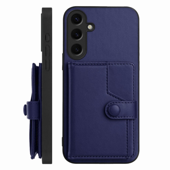 For Samsung Galaxy S24+ 5G Button Card Bag RFID Anti-theft Phone Case(Blue)
