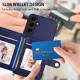 For Samsung Galaxy S24+ 5G Button Card Bag RFID Anti-theft Phone Case(Blue)