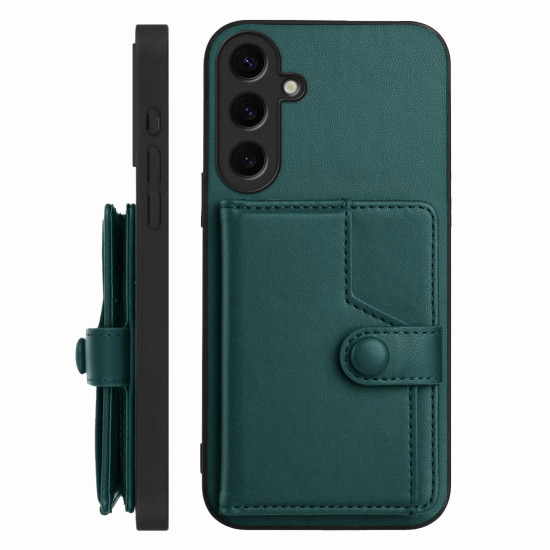 For Samsung Galaxy S24+ 5G Button Card Bag RFID Anti-theft Phone Case(Green)