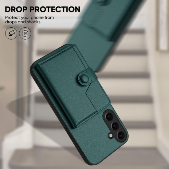 For Samsung Galaxy S24+ 5G Button Card Bag RFID Anti-theft Phone Case(Green)