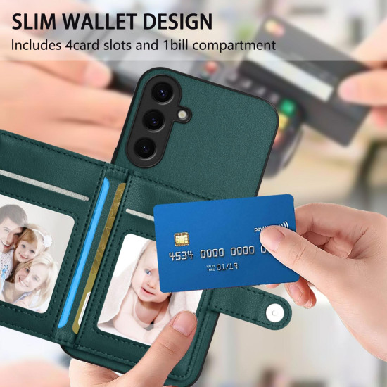 For Samsung Galaxy S24+ 5G Button Card Bag RFID Anti-theft Phone Case(Green)