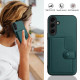 For Samsung Galaxy S24+ 5G Button Card Bag RFID Anti-theft Phone Case(Green)