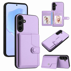 For Samsung Galaxy S24+ 5G Button Card Bag RFID Anti-theft Phone Case(Purple)