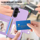 For Samsung Galaxy S24+ 5G Button Card Bag RFID Anti-theft Phone Case(Purple)
