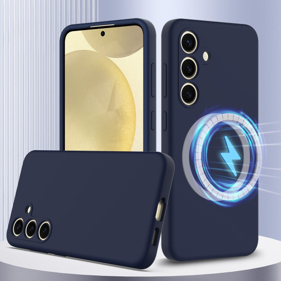 For Samsung Galaxy S24+ 5G Shockproof Silicone Magsafe Phone Case(Navy Blue)