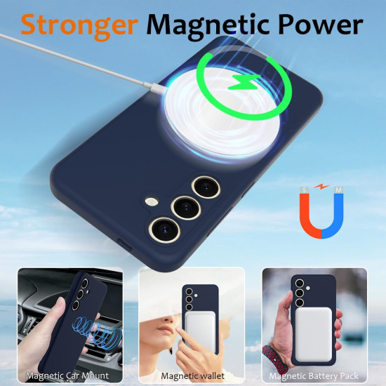 For Samsung Galaxy S24+ 5G Shockproof Silicone Magsafe Phone Case(Navy Blue)