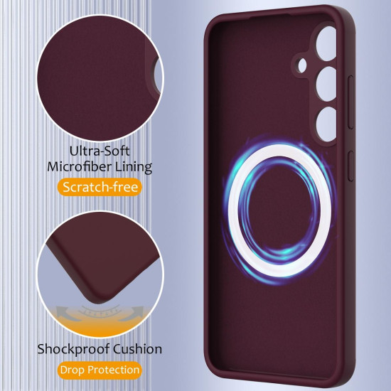 For Samsung Galaxy S24+ 5G Shockproof Silicone Magsafe Phone Case(Plum Color)