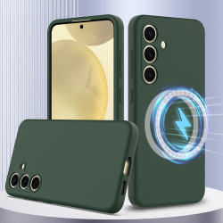 For Samsung Galaxy S24+ 5G Shockproof Silicone Magsafe Phone Case(Dark Green)