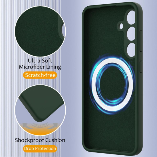 For Samsung Galaxy S24+ 5G Shockproof Silicone Magsafe Phone Case(Dark Green)