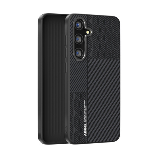 For Samsung Galaxy S24+ 5G ABEEL 6D Micro Relief MagSafe Magnetic Phone Case(Carbon Fiber Black)