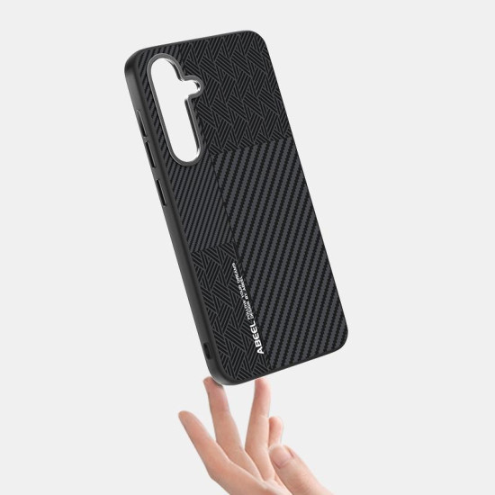 For Samsung Galaxy S24+ 5G ABEEL 6D Micro Relief MagSafe Magnetic Phone Case(Carbon Fiber Black)