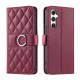 For Samsung Galaxy A35 5G Ring Buckle Rhombic Leather Phone Case(Red)