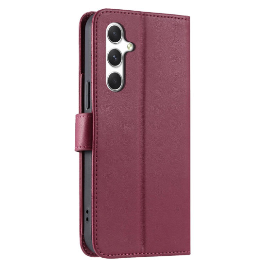 For Samsung Galaxy A35 5G Ring Buckle Rhombic Leather Phone Case(Red)