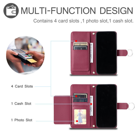 For Samsung Galaxy A35 5G Ring Buckle Rhombic Leather Phone Case(Red)