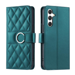 For Samsung Galaxy A35 5G Ring Buckle Rhombic Leather Phone Case(Green)