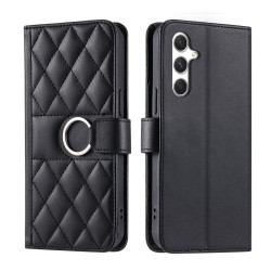 For Samsung Galaxy A35 5G Ring Buckle Rhombic Leather Phone Case(Black)
