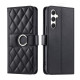 For Samsung Galaxy A35 5G Ring Buckle Rhombic Leather Phone Case(Black)
