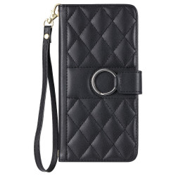 For Samsung Galaxy A35 5G Ring Buckle Rhombic Leather Phone Case(Black)