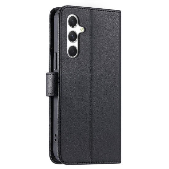 For Samsung Galaxy A35 5G Ring Buckle Rhombic Leather Phone Case(Black)