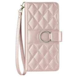 For Samsung Galaxy A35 5G Ring Buckle Rhombic Leather Phone Case(Rose Gold)