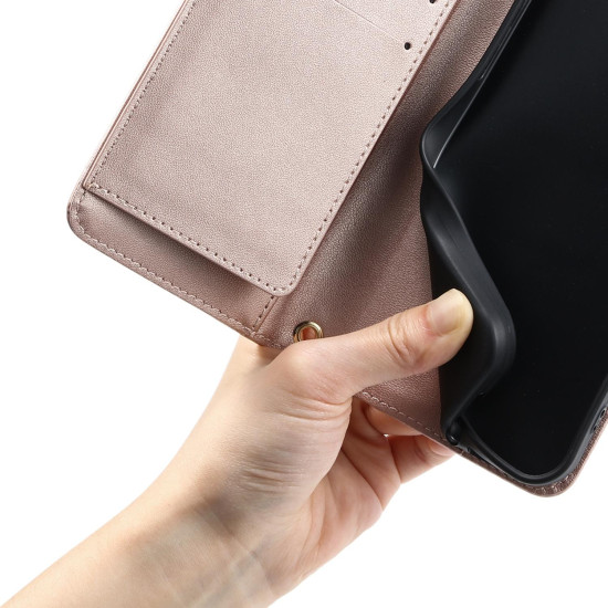 For Samsung Galaxy A35 5G Ring Buckle Rhombic Leather Phone Case(Rose Gold)