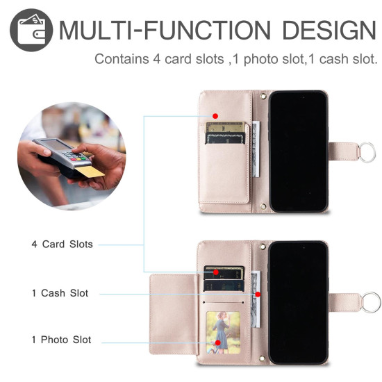 For Samsung Galaxy A35 5G Ring Buckle Rhombic Leather Phone Case(Rose Gold)