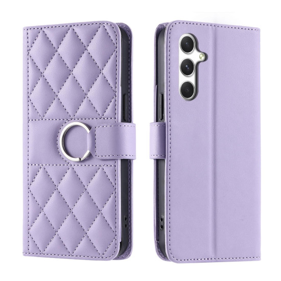 For Samsung Galaxy A35 5G Ring Buckle Rhombic Leather Phone Case(Purple)