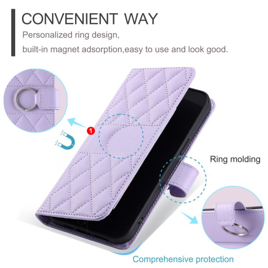 For Samsung Galaxy A35 5G Ring Buckle Rhombic Leather Phone Case(Purple)