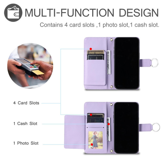 For Samsung Galaxy A35 5G Ring Buckle Rhombic Leather Phone Case(Purple)