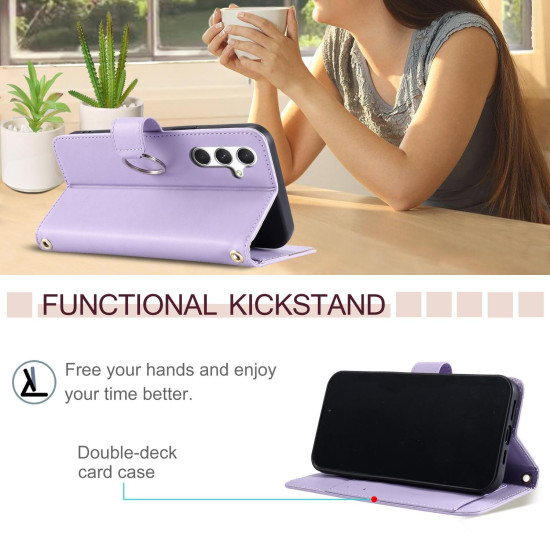 For Samsung Galaxy A35 5G Ring Buckle Rhombic Leather Phone Case(Purple)