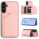 For Samsung Galaxy S24+ 5G Skin Feel Four Card Slots Phone Case with Wrist Strap(Pink)
