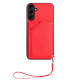 For Samsung Galaxy S24+ 5G Skin Feel Four Card Slots Phone Case with Wrist Strap(Red)