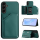 For Samsung Galaxy S24+ 5G Skin Feel Four Card Slots Phone Case with Wrist Strap(Green)