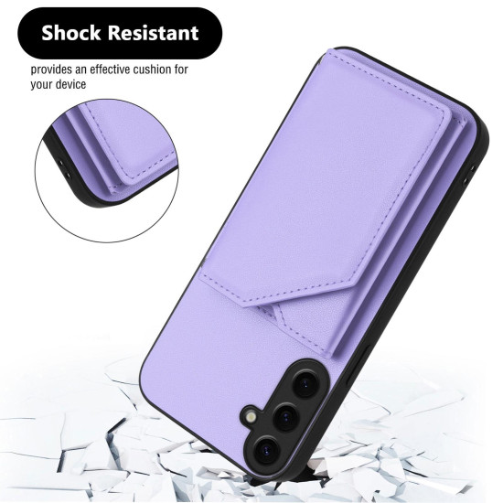 For Samsung Galaxy S24+ 5G Skin Feel Four Card Slots Phone Case with Wrist Strap(Purple)