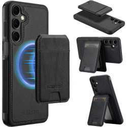 For Samsung Galaxy S24+ 5G LC.IMEEKE L3 Series Detachable RFID Card Bag Magsafe Phone Case(Black)