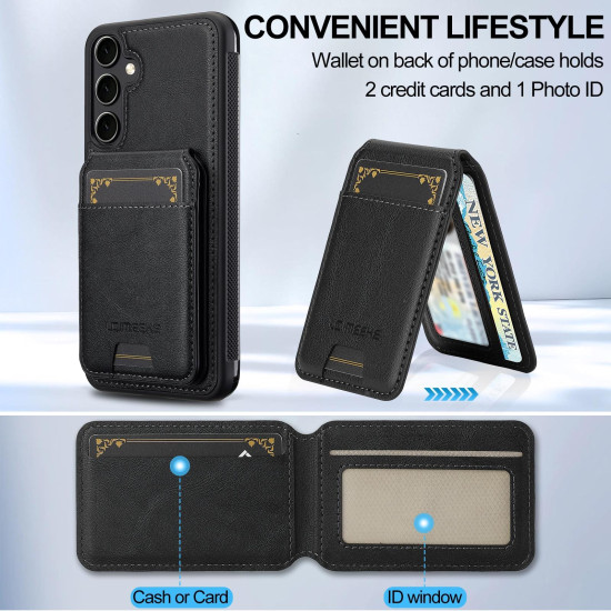 For Samsung Galaxy S24+ 5G LC.IMEEKE L3 Series Detachable RFID Card Bag Magsafe Phone Case(Black)