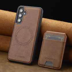 For Samsung Galaxy S24+ 5G LC.IMEEKE L3 Series Detachable RFID Card Bag Magsafe Phone Case(Brown)