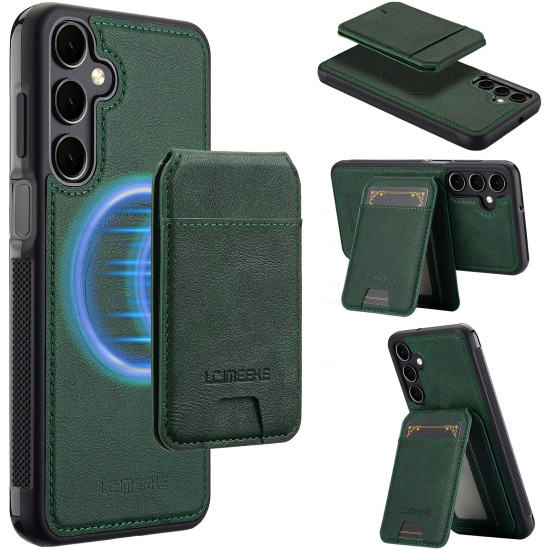 For Samsung Galaxy S24+ 5G LC.IMEEKE L3 Series Detachable RFID Card Bag Magsafe Phone Case(Green)