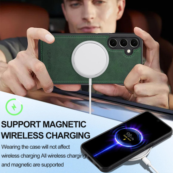 For Samsung Galaxy S24+ 5G LC.IMEEKE L3 Series Detachable RFID Card Bag Magsafe Phone Case(Green)