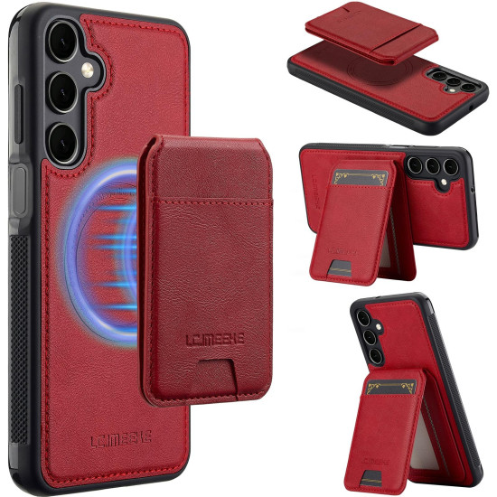 For Samsung Galaxy S24+ 5G LC.IMEEKE L3 Series Detachable RFID Card Bag Magsafe Phone Case(Red)