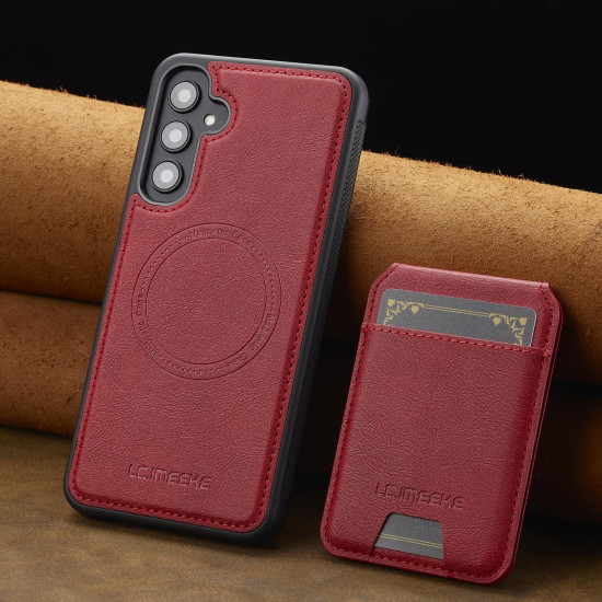 For Samsung Galaxy S24+ 5G LC.IMEEKE L3 Series Detachable RFID Card Bag Magsafe Phone Case(Red)