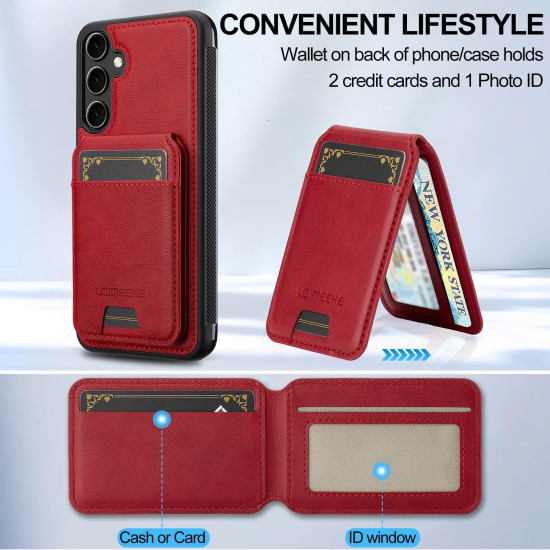 For Samsung Galaxy S24+ 5G LC.IMEEKE L3 Series Detachable RFID Card Bag Magsafe Phone Case(Red)