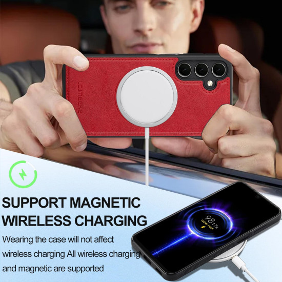 For Samsung Galaxy S24+ 5G LC.IMEEKE L3 Series Detachable RFID Card Bag Magsafe Phone Case(Red)