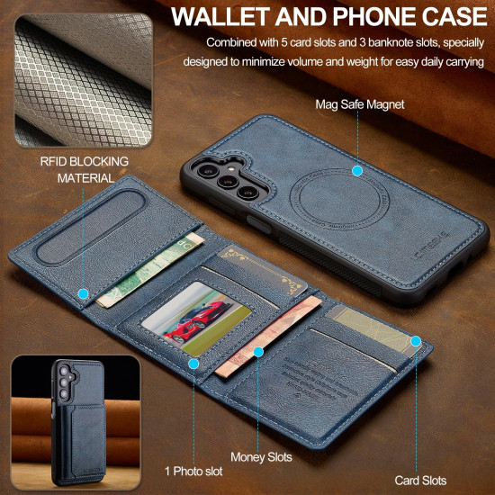 For Samsung Galaxy S24+ 5G LC.IMEEKE L5 Series Detachable RFID Card Bag Magsafe Phone Case(Blue)