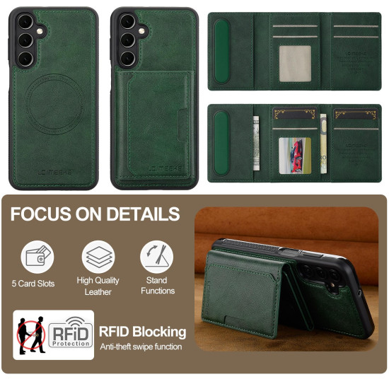 For Samsung Galaxy S24+ 5G LC.IMEEKE L5 Series Detachable RFID Card Bag Magsafe Phone Case(Green)