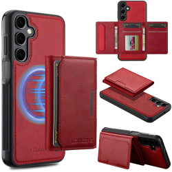 For Samsung Galaxy S24+ 5G LC.IMEEKE L5 Series Detachable RFID Card Bag Magsafe Phone Case(Red)