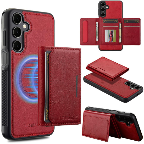 For Samsung Galaxy S24+ 5G LC.IMEEKE L5 Series Detachable RFID Card Bag Magsafe Phone Case(Red)