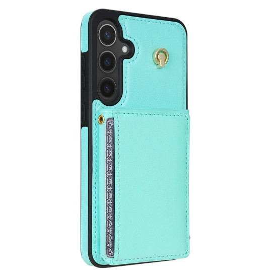 For Samsung Galaxy S24+ 5G Three Fold Card Bag Phone Case with Long Lanyard(Mint)