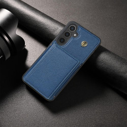 For Samsung Galaxy S24+ 5G Three Fold Card Bag Phone Case with Long Lanyard(Blue)